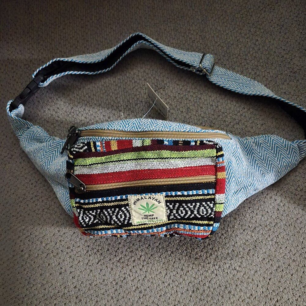 THC Free Hemp Fanny Pack Waist Bum Bag BlueNepal